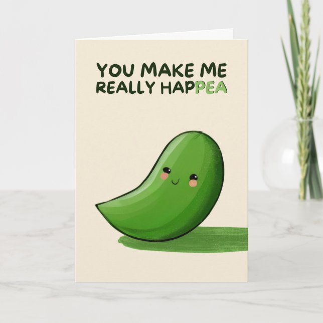 Happy Anniversary Cute Funny Simple Pea Card Kort (Framsida)
