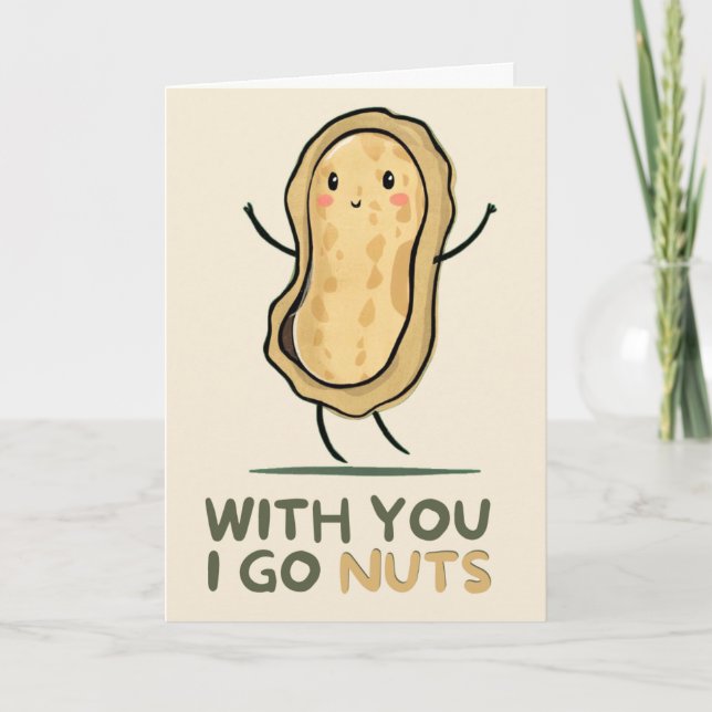Happy Anniversary Cute Funny Simple Peanut Card Kort (Framsida)