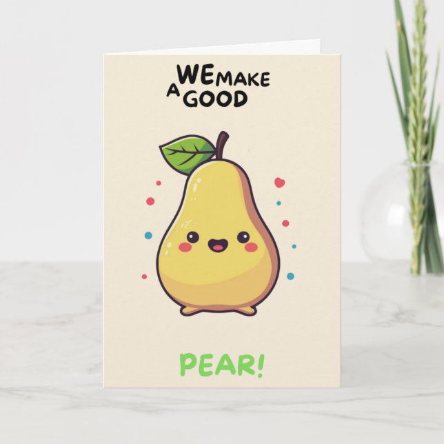 Happy Anniversary Cute Funny Simple Pear Card Kort (Framsida)