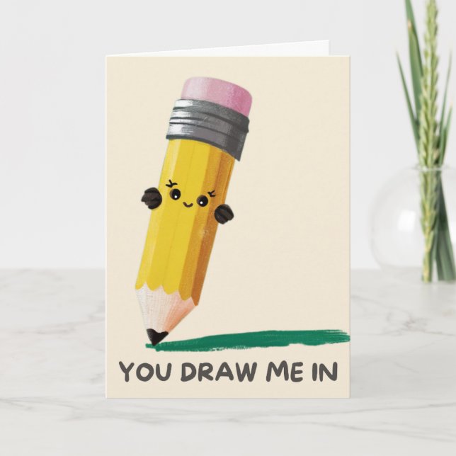 Happy Anniversary Cute Funny Simple Pencil Card Kort (Framsida)