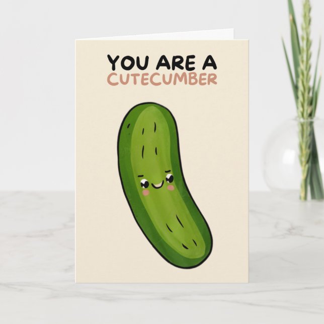 Happy Anniversary Cute Funny Simple Pickle Card Kort (Framsida)