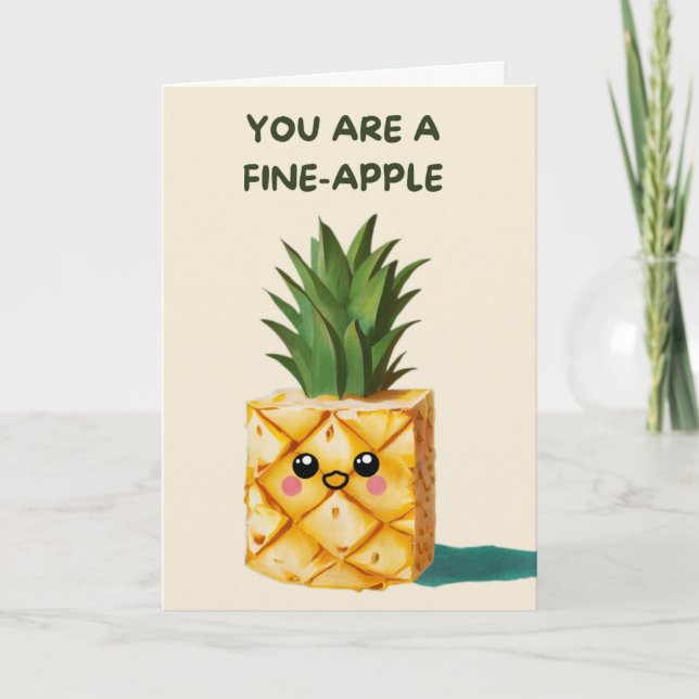 Happy Anniversary Cute Funny Simple Pineapple Card Kort (Framsida)
