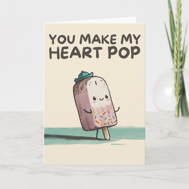 Happy Anniversary Cute Funny Simple Popsicle Card Kort (Framsida)