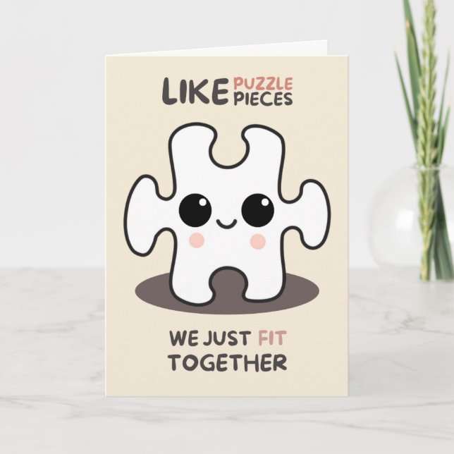 Happy Anniversary Cute Funny Simple Puzzle Card Kort (Framsida)