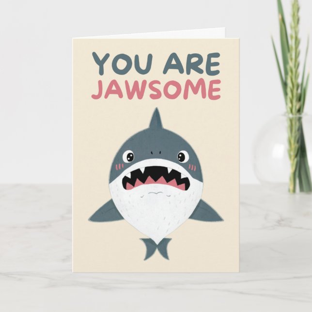 Happy Anniversary Cute Funny Simple Shark Card Kort (Framsida)