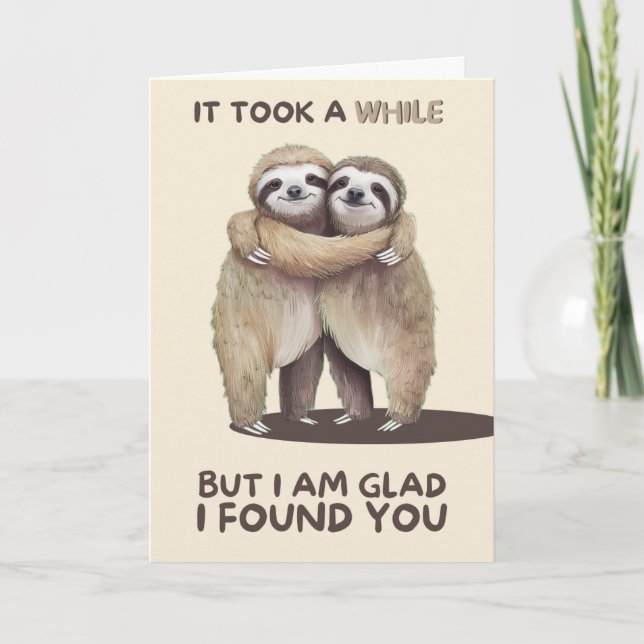 Happy Anniversary Cute Funny Simple Sloth Card Kort (Framsida)
