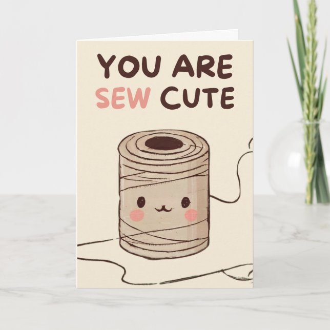 Happy Anniversary Cute Funny Simple Thread Card Kort (Framsida)