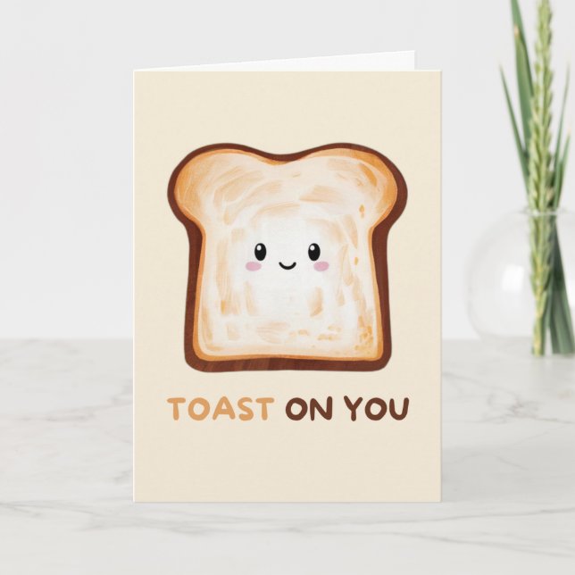 Happy Anniversary Cute Funny Simple Toast Card Kort (Framsida)