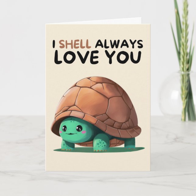 Happy Anniversary Cute Funny Simple Turtle Card Kort (Framsida)