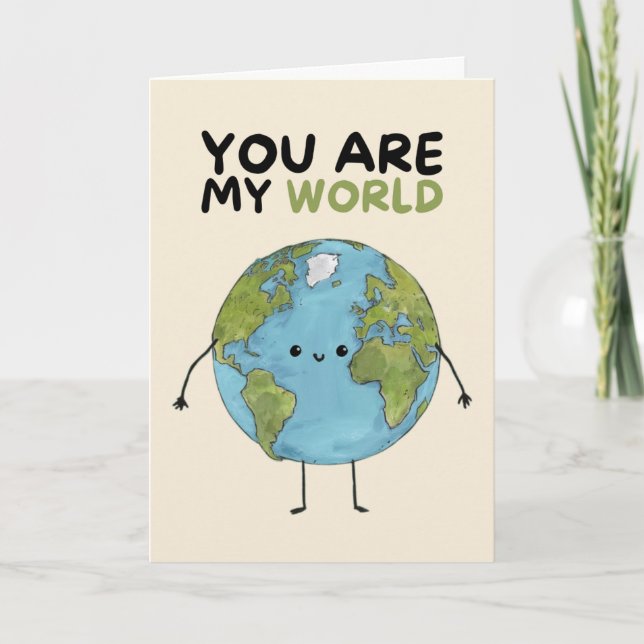 Happy Anniversary Cute Funny Simple World Card Kort (Framsida)