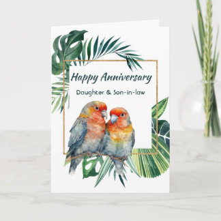 Happy Anniversary Daughter & Son-in-law Parrots Kort