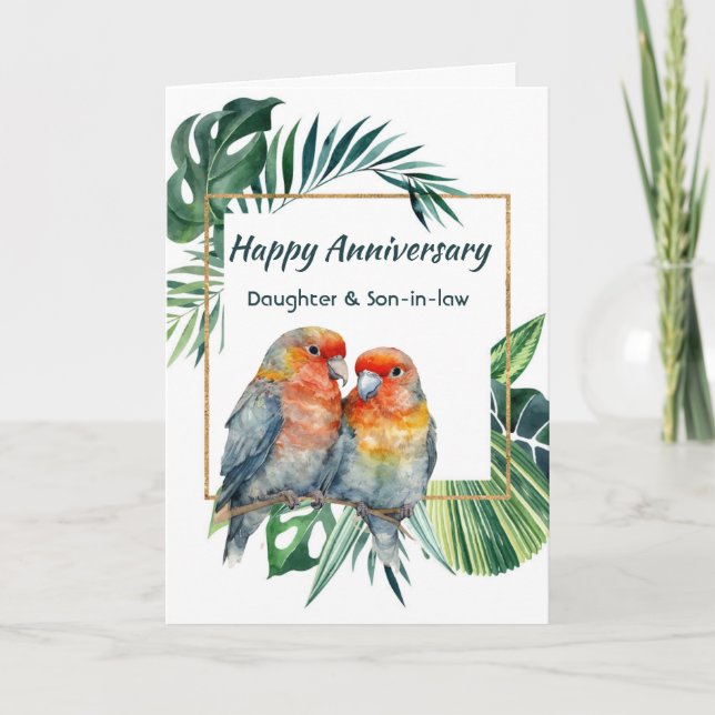Happy Anniversary Daughter & Son-in-law Parrots Kort (Framsida)