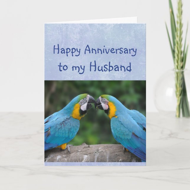 Happy Anniversary Parrot Husband Love Card Kort (Framsida)