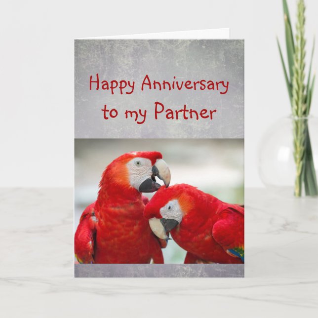 Happy Anniversary Partner Parrot Wife Love  Kort (Framsida)