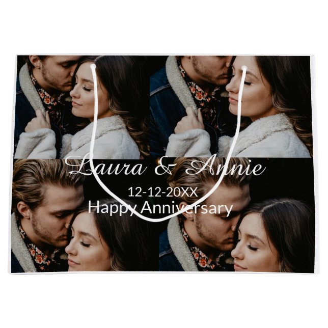 Happy anniversary photo collage name date simple w (Framsidan)