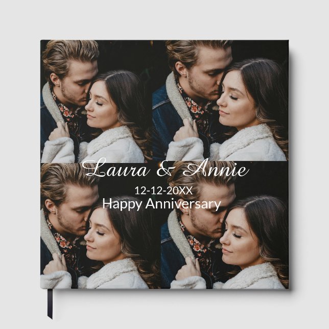 Happy anniversary photo collage name date simple w gästböcker (Framsida)