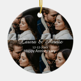 Happy anniversary photo collage name date simple w julgransprydnad keramik