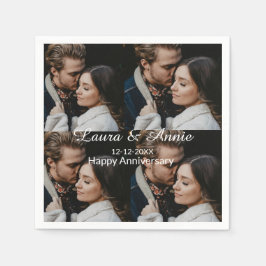 Happy anniversary photo collage name date simple w pappersservett