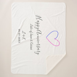 Happy anniversary pink blue heart name date simple