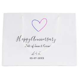 Happy anniversary pink blue heart name date simple