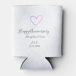 Happy anniversary pink blue heart name date simple