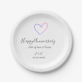 Happy anniversary pink blue heart name date simple