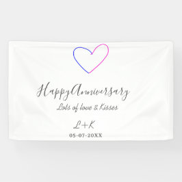 Happy anniversary pink blue heart name date simple