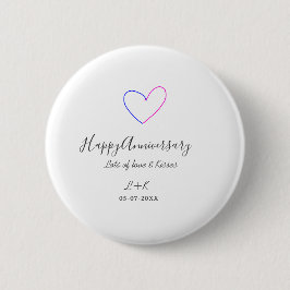 Happy anniversary pink blue heart name date simple knapp