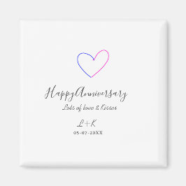 Happy anniversary pink blue heart name date simple magnet