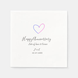 Happy anniversary pink blue heart name date simple pappersservett