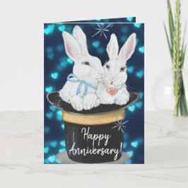 Happy Anniversary Rabbits Magic Top Hat Custom Kort