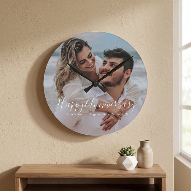 Happy Anniversary Wedding Acrylic Wall Clock Rund Klocka (Skapare uppladdad)