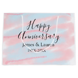 Happy anniversary wedding name date year pastel 