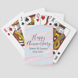 Happy anniversary wedding name date year pastel  casinokort