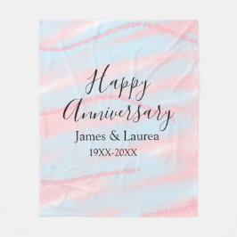 Happy anniversary wedding name date year pastel  fleecefilt
