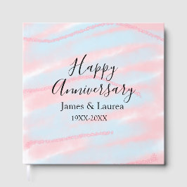 Happy anniversary wedding name date year pastel  gästböcker