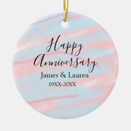 Happy anniversary wedding name date year pastel  julgransprydnad keramik