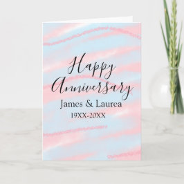 Happy anniversary wedding name date year pastel  kort