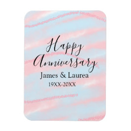 Happy anniversary wedding name date year pastel  magnet