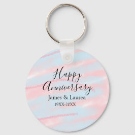 Happy anniversary wedding name date year pastel  nyckelring