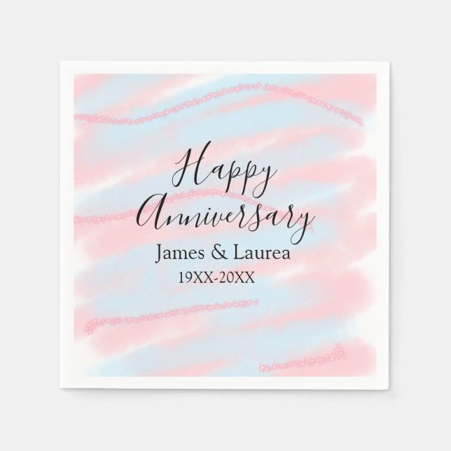 Happy anniversary wedding name date year pastel  pappersservett (Framsidan)
