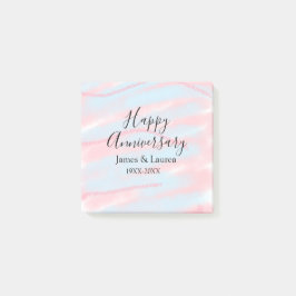 Happy anniversary wedding name date year pastel  post-it block