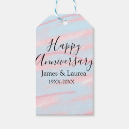 Happy anniversary wedding name date year pastel  presentetikett