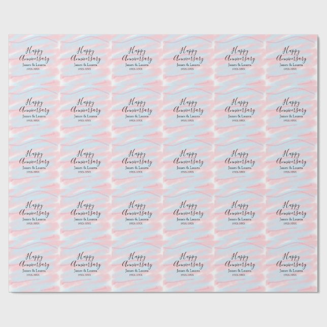 Happy anniversary wedding name date year pastel  presentpapper (Platt)