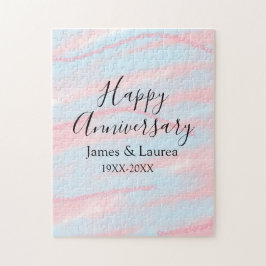 Happy anniversary wedding name date year pastel  pussel