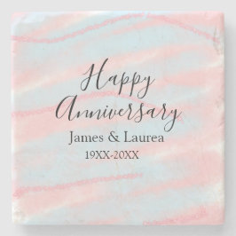 Happy anniversary wedding name date year pastel  stenunderlägg