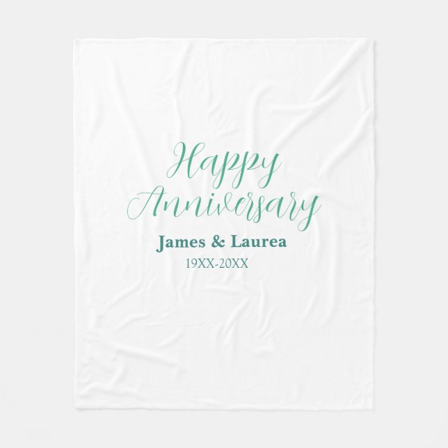 Happy anniversary wedding name date year simple mi fleecefilt (Framsidan)