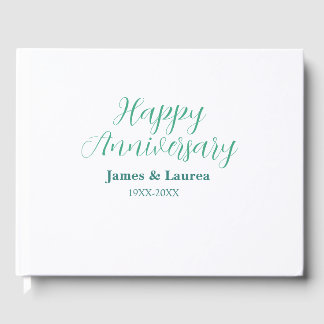 Happy anniversary wedding name date year simple mi gästböcker