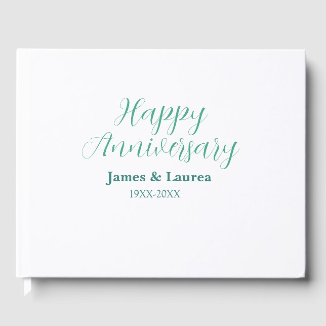 Happy anniversary wedding name date year simple mi gästböcker (Framsida)