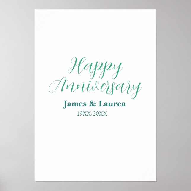 Happy anniversary wedding name date year simple mi poster (Framsidan)